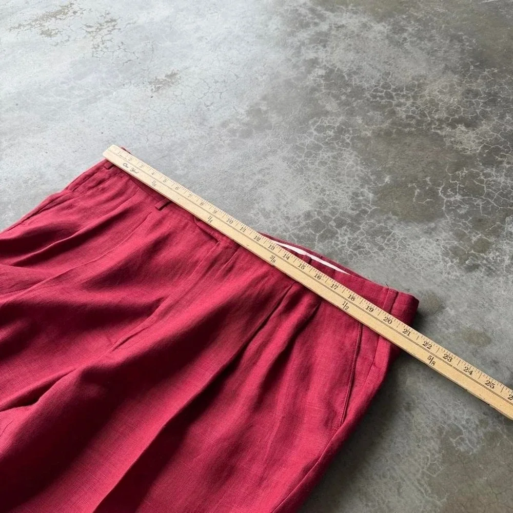 Vintage 90's Givenchy 100% linen red pleated  baggy trousers dress pants 42x31